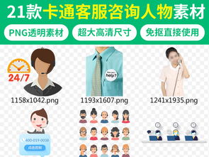 免費卡通客服熱線人物設計素材指南 動漫角色與PNG下載助力咨詢策劃服務